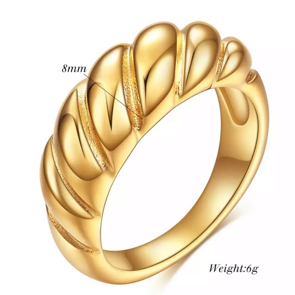 Gold Plated Croissant Dome Ring - Picture 6 of 7
